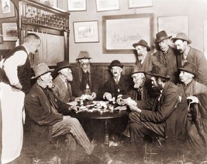 vintage old time saloon old men gathered 1800s